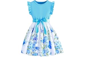 KQIVAM Mädchen Kleid Sommer Bekleidungssets Ärmellos T-Shirt mit Tüllrock Set Freizeit Kinderkleid Partykleid Festlicheskleid Kinder Kleidungsset Blumenmuster Mädchenkleidung
