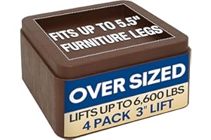 MIIX HOOM 3 or 6 Inch Bed Risers Heavy Duty 4 Packs Brown Square, 7.5cm Furniture Risers - Oversized Bed Raisers Support to 6,600 Lbs - Chair Raisers, Desk Riser Blocks, Sofa Table Couch Risers