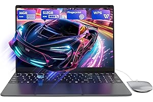 PINSTONE 15,6" Ordinateur Portable 16Go RAM 512Go SSD, PC Portable Celeron N5095 CPU, Ouverture à 180° du Portable, Laptop Computer avec écran FHD 1080P, WiFi5, Bluetooth4.2, USB3.0, Webcam, Touch ID
