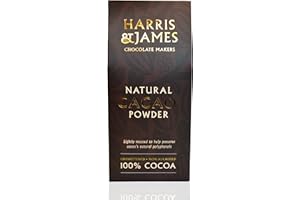 Harris & James Natural Cacao Powder, 300g, Unsweetened & Non-Alkalised, Lightly Roasted To Help Preserve Cacoa's Natural Polyphenols. Crafted From The Finest Ethically Sourced Cacao Beans.