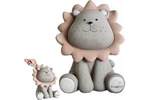 JILSKL Niedliche Löwen Spardose, Sparschwein Kinder, Bruchsichere Harz Sparschwein, Kleine Spardose, Exquisites Aussehen Eines Kleinen Löwen, Geeignet Als Geburtstagsgeschenk, Jubiläumsgeschenk (Grau)