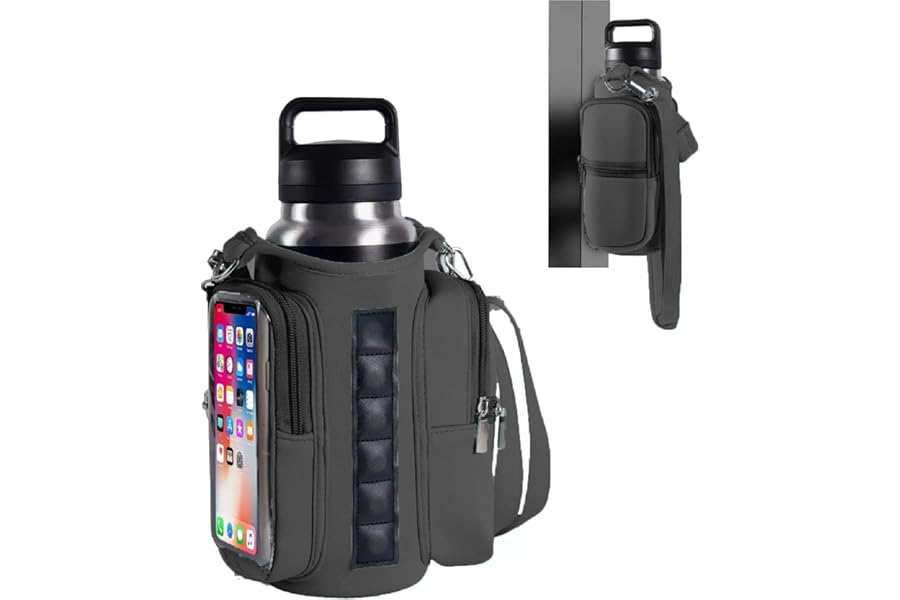 lrgnixs Magnetic Gym Bag,Water Bottle Carrier with Phone Compartments for Travel Work Sports,Magnetic Gym Bag Water Bottle Bag for Mobile Phone Keys,Gym Accessories Organizer (Black Clear)