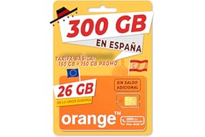 MARCO POLO MOBILE Orange Spain - Tarjeta SIM Prepago 300GB en España | 26 GB en la Unión Europea | 2.000 Minutos Internacionales | 5.000 Minutos Nacionales | Activación Online Solo en marcopolomobile com