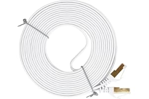 PNI Płaski kabel sieciowy S/STP CAT7 U7075W, 2 x RJ45, 4 pary przewodów, 32AWG, miedź, 10 Gb/s, 600 MHz, 7,5 m, biały