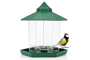 WILDLIFE FRIEND I Comedero para Pájaros de Acrílico - Comedero Aves Colgante Transparente y Verde - Comedero Exterior Farolillo para Pájaros