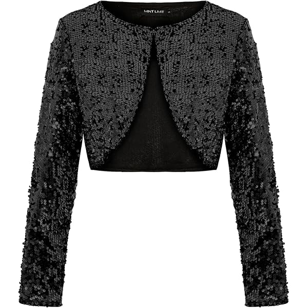 Festlich Xnihocha Damen Pailletten Bolero Kurze Str Produktbild-Vorschau 8