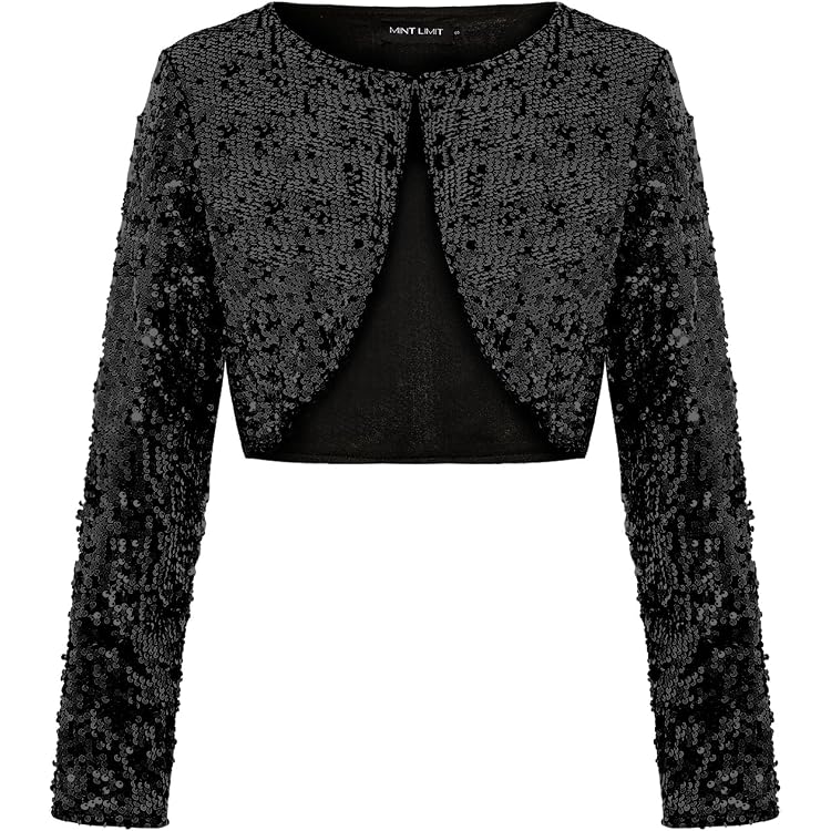 Generisch Damen Strickjacke Silber Glitzer Boleroja Produktbild-Vorschau 7