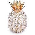 TOLIDA Sparkly Crystal Pineapple Fruit Ornament Artificial Fruit Sculpture Figurine Centerpiece Decor for Home Dining Table, Wedding/Birthday Party (Pineapple, Gold)