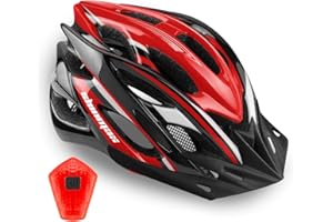 Shinmax Casque Velo Homme Femme Casque Vélo avec LED Lampe de Sécurité Protection Casque VTT et VTC avec Visière Amovible pour Adultes Casque Cyclisme pour Montagne Route Réglable Taille