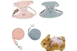 MsTeco 2 pezzi Pettorina Regolabile Per Conigli Imbracatura, Morbido Imbracatura Pettorina Coniglio Nano, per Piccoli Animali Conigli Criceti Gatti Passeggiate all'aperto(S, Blu＋Rosa)