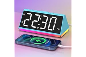 APUZOM Alarm Clock for Kids, Digital Alarm Clock with Colorful Changing Night Light, Snooze, Dual Alarms, Large Number, Dimmer, Alarm Clock Bedside Mains Powered, LED Bedside Clock for Bedrooms