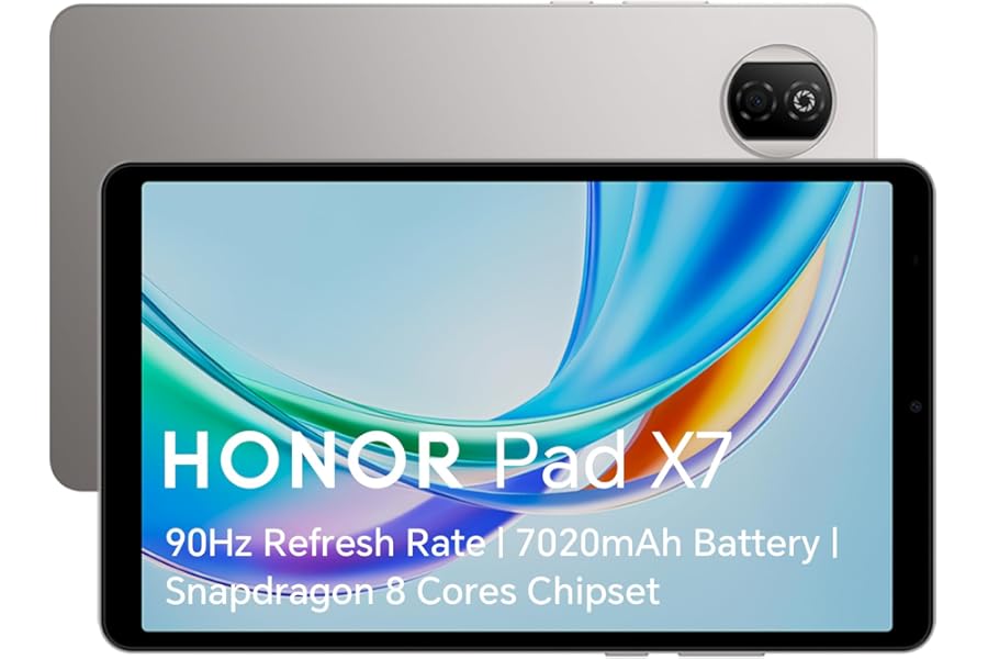 HONOR Pad X7, 90Hz Eye Comfort Display, 64GB Storage, 7020mAh Battery, Snapdragon 8 Cores Chipset,Slim Metal Body,AI Call Noise Cancellation,Android 15,Grey