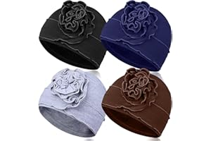 TSKNOMO 4-teiliges Chemo-Kopfbedeckungsset für Damen, atmungsaktive Krebs-Kopfbedeckung, elastische Chemo-Hüte für Frauen mit Haarausfall