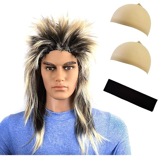 SEFIRST Vokuhila Perücke 3-teilig - 80er Jahre Look Mit Sonnenbrille