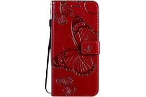DENDICO Cover per Xiaomi Redmi Note 8, Pelle Portafoglio Custodia per Xiaomi Redmi Note 8 Custodia a Libro con Funzione di appoggio e Porta Carte di Credito - Rosso