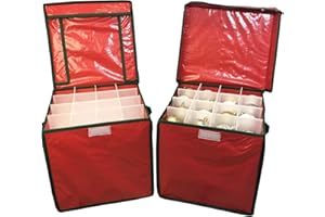 Selections Christmas Bauble Decorations Storage Box Bag with Adjustable Dividers 64 Compartments - Pack of 2