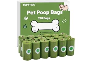 Topfree Poo Bags for Dog Waste, 18 Rolls 270 Dog Poop Bags, Super Strong 100% Leak Proof Biodegradable (Green)