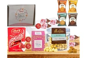 AMAMITRADE Easter Gift Hamper - Includes Tea, Biscuits, Special Mum's Fudge, Chocolate Truffles & Gourmet Popcorn - Gift For wife, Mother, Grandma, Sister - Birthday, Anniversary