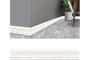 PUZAME 3D Pattern Sticker Wall Trim Line Skirting Border, 230x8CM Waterproof Self Adhesive Wallpaper Borders, Foam Edge Strip Border Dado Rail Baseboard Corner Line Stickers Flexible Molding Ceiling Border