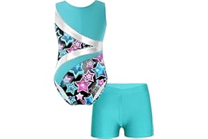 iEFiEL Mädchen Glitzer Turnanzug Ärmellose Leotards Rückenfrei Ballettanzug mit Strass Ballettkleidung Gymnastikbody Tanzkostüm