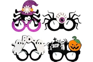 4 Pièces Lunettes de Fête d'Halloween Citrouille Araignée Fantôme Chat Noir Halloween Charmant Décoration Enfants Adults Accessoires Halloween Charmant Décoration Costume Cosplay