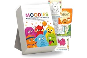 MOODIES Abreißkalender für Kinder 365 Tage, Kalender Kinder, Wochenplaner, Gefühlsmonster Kinderkalender mit Kreativaufgaben, Achtsamkeit, Emotionen, Kurzgeschichten, Quizfragen und vieles mehr