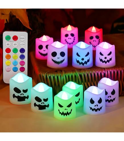 3 Candele LED Halloween Fantasma In Legno - Decorazioni Casa, Tavola E Interni Per Feste Autunnali