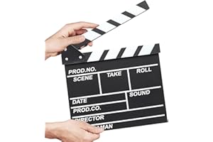 TULEBOLIAN Tableau de directeur en bois, ardoise de cinéma, accessoires de prise de vue et ornements, tableau clap professionnel vintage pour film TV Noir