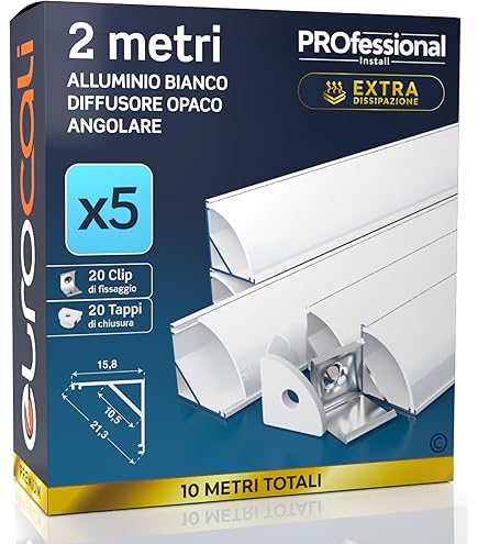 5 Profili Angolari Per Strisce LED V-TAC - 21.3x15.8mm, Grigio Chiaro - Foto 9