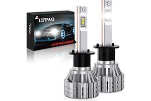LTPAG Bombilla H1 LED Coche, 2021 Novísimo 2pcs 100W Lampara H1 LED 12V/24V Luces LED Coche H1, 16000LM Faros Reemplazo de Halógena y Kit Xenón, Blanco 6000K