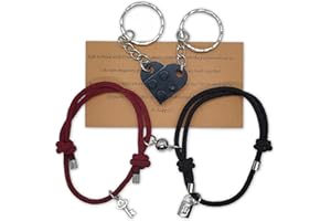 GD GREAT DREAMS GreatDreams® Pulseras para Parejas y Llavero Parejas - Pulseras Magnéticas para Parejas con Imán - Llavero en Forma de Corazón - Pulsera Trenzada de la Amistad - Regalo para Novios.