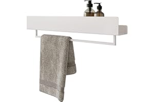 DABSTORY Handtuchhalter mit Ablage 100cm Gästehandtuchhalter Edelstahl Handtuchstange Wandmontage für Badezimmer und Küche Zubehör Aufbewahrung Bad VASCA (Weiß, 100 cm)