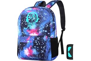 SAMIT Luminous School Bag Galaxy Backpack Anime School Backpack Music Boys Rucksack Cool Bookbag Laptop Backpack Lightweight School Daypacks with Pen Case for Girls Boys