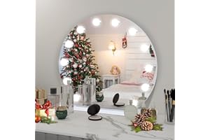 ‎YU YUSING YU YUSING Hollywood Schminkspiegel mit Beleuchtung, 50cm 12 LED Licht Dimmbar Kosmetikspiegel 3 Modi, Rund Vanity Spiegel Badspiegel Tischspiegel Wandspiegel 10X Vergrößerung Schlafzimmer Schminktisch