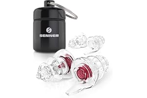 Tapones para los oídos Senner WomenPro transparentes con soporte de aluminio, tapones antiruido para un uso prolongado, con filtro de color rojo/transparente