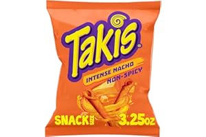 GROCERIESRUS NEW! Takis Rolls Intense Nacho, Nacho Cheese Flavored Rolled Tortilla Chips, 3.25oz (92.3g) Bag