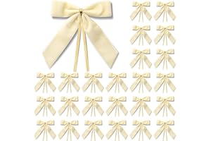 MORSUNBELA Lazos Beige de Decoración en Terciopelo Lazos de Regalo para Boda, Cumpleaños, Navidad, Comunión, Regalos para Invitados, 25 Piezas