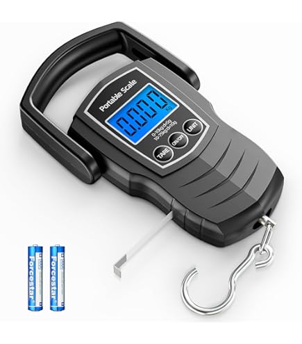Báscula Digital Para Pesca Sansoak - Capacidad 75 Kg, Con Cinta Métrica Y Gancho, Pantalla LCD Retroiluminada - Incluye Pilas