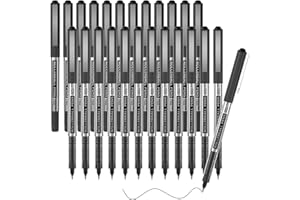 Shuttle Art Rollerball Pens, 25 Pack 0.5mm Extra Fine Point Black Liquid Ink Pens, Quick Drying & Long Lasting Pens Black Ink for Writing, Journaling, Notes Taking, School Office Supplies