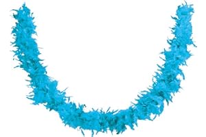 P'tit Clown - 21610 - Boa plumes - Bleu Turquoise - Longueur 160 cm - Unisexe - Accessoire parfait pour Déguisement, Charleston, Années 20, Flapper, Carnaval, Fête costumée