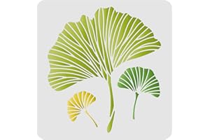FINGERINSPIRE Stencil di foglie di ginkgo 30x30cm Plastica Foglie di Gingko Disegno Stencil per pittura Set di modelli per pittura, cottura al forno, artigianato, pareti, mobili