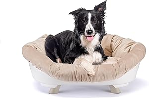 Ferplast Cuccia Cane Interno con Cuscino Lavabile, Divano per Cani, Letto Traspirante e Antiscivolo 85 x 62 x h 33 cm, Bianco