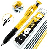 Dromme Professional Pencil for Carpenters [Includes 7 Leads + Sharpener] &ndash; Perfect for Marking on All Surfaces &ndash; Set of Penci