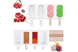 Tuofang 2 Pcs Stampi Ghiaccioli Ice Cream Mould Classico, Stampi per Ghiaccioli in Silicone, Stampo per Gelato Fai da te, con 50 Steli in Legno, per la Preparazione di Ghiaccioli, Gelati, Sorbetti