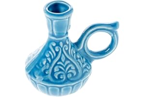 Danilovo portacandela a forma di brocca in ceramica per candele sottili, supporto per candele ortodosse, diametro fino a 1,1 cm (azzurro)