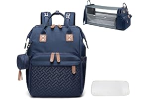 SONARIN Mochila de Pañales para Bebé con Cuna Plegable,Bolsa de Pañales Multifuncional Bolsa de Viaje para Pañales Bolsa para Cochecito con Cambiador Bolsa de Chupete y Puerto USB