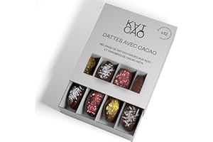Kaicao Dattes Medjool Pack Dégustation - Noisettes, Pistaches, Noix de Cajou et Amandes - Enrobées de Chocolat 100% Cacao d’Origine Oko - Sans Sucre Ajouté - Pack de 12 Snacks Sains