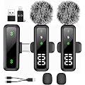 Microphone Lavalier sans fil avec affichage LED, microphone Lavalier à clip avec réduction du bruit pour enregistrement vidéo, Tiktok, Youtube, créateur de contenu de podcast Vlog (noir)