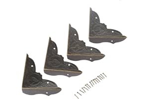 DOPHEE 4 protezioni angolari decorative in metallo, 52 x 52 x 15 mm, per scatola regalo di vino, scatola di legno