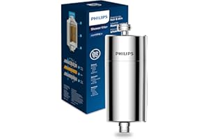 ‎PHILIPS WATER Philips Water Inline-Duschfilter mit 1 Ersatzkartusche – 50.000 L Kapazität, reduziert Chlor um bis zu 99%, passend für alle Standardschläuche und -armaturen, Chrom